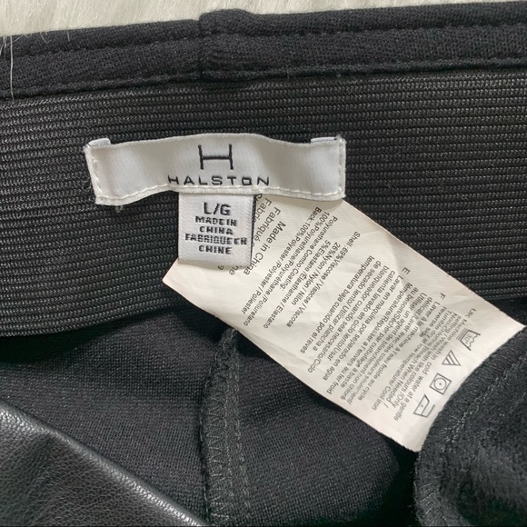 SOLD-Halston Faux Leather Zippered Black Riding Moto Pants - Picture 6 of 8